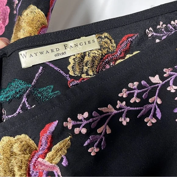 eShakti Wayward Fancies Black Embroidered Floral Maxi Dress - Picture 8 of 10